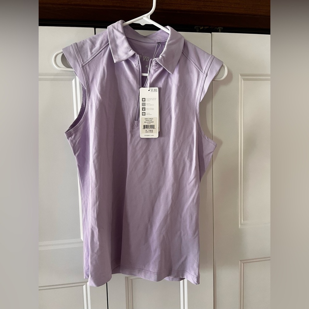 NEW! nVo Lavender Sleeveless Top- Cap Sleeve golf shirt